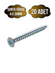 Sunta Vidası 4x30mm Çinko Ahşap MDF Montaj Vidası(4X30MM)(20 ADET)