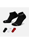 Jordan Everyday No-Show (3 ADET) Unisex Çorap SİYAH BEYAZ KIRMIZI