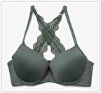 HAKİ ÇARPRAZ DANTEL SIRT DETAYLI DESTEKLİ SÜTYEN