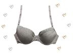 GRİ BEYAZ KALP LASTİKLİ DESTEKSİZ KAPLI PENYE BALENLİ SÜTYEN DS200131SU