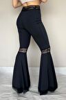 Dantel detaylı ispanyol paça pantalon
