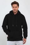 Uzun Kol Kapşonlu Basic Sweatshirt hoodie - Siyah