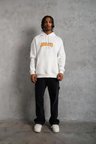 Erkek Baskılı Kapüşonlu 3 iplik pamuklu hoodie Sweatshirt - Beyaz