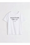 Mental Health Baskılı Bisiklet Yaka Basic Trend Kadın T-shirt