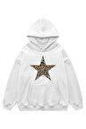 Unisex Leopard Star Sweatshirt Kapşonlu Hoodie