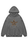 Unisex Leopard Star Sweatshirt Kapşonlu Hoodie
