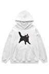 Unisex Black Cat Sweatshirt Kapşonlu Hoodie