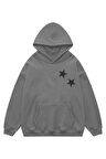Unisex Black Star Sweatshirt Kapşonlu Hoodie
