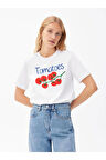 Tomatoes Baskılı Bisiklet Yaka Basic Trend Kadın T-shirt