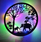 Dekor Treni Led Işıklı Fil ve Yavru Fil Dekorlu Gece Lambası