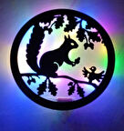 Dekor Treni Led Işıklı Sincap ve Kuş Dekorlu Gece Lambası