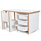 Industrial Living 3 Çekmeceli Çocuk Etkinlik Masası - Beyaz MDF - Beyaz Çekmeceli