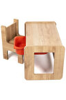 Çocuk Oyun, Aktivite ve Etkinlik Masası, Ceviz-Kırmızı, 18mm 1.Sınıf MDF