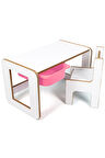 Çocuk Oyun, Aktivite ve Etkinlik Masası, Beyaz-Pembe, 18mm 1.Sını