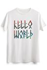 Erkek Beyaz Hello World! (runic Scandinavian Script)