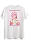 Erkek Beyaz Zero Two, Devil Waifu Design, Anime Shirt, Manga