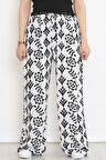 Büyük Beden Desenli Pantolon Beyazsiyah - 18467.107.