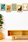 5 Parça Çerçeve Görünümlü Mdf Tablo Seti,  Oturma Odası, Salon, Ofis, Ev Duvar Tablosu