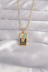 Dodes Dodes 316L Çelik Gold Renk Karışık Mineli El Figür Tarot Kolye TG27BKO9035