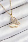 Dodes 316L Çelik Zirkon Taşlı Kelebek Model Gold Renk Kadın Kolye TG27BKO10405