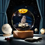 Dodes Dekoratif Baykuş Tasarımlı Işıklı Cam Küre