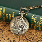 Dodes Antika Tren Tasarımlı Köstekli Cep Saati