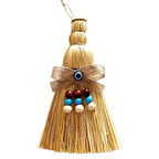 Dodes Otantik Ahşap Boncuklu Nazarlıklı Otantik Mini Süpürge Duvar Süsü