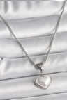 Dodes 316L Çelik Gümüş Renk Zincir 3D Kalp Model Kadın Kolye TG27BKO9771