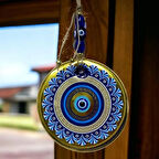 Dodes Altın Varak Nazar Boncuklu Duvar Süsü Cam Duvar Dekoru