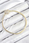Dodes Dodes Pirinç Charm Zirkon Taşlı Kalp Model Gold Renk Kadın Bileklik TG27BB7809
