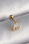 Dodes 316L Çelik Gold Renk Üçgen Zirkon Taşlı Tragus Piercing TG27PR1238