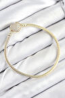 Dodes Dodes Pirinç Charm Zirkon Taşlı Kalp Model Gold Renk Kadın Bileklik TG27BB7809