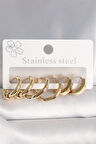 Dodes 316L Çelik Gold Renk Altıgen Halka Model Kadın Küpe Seti TG27BKP10387