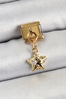 Dodes 316L Çelik Sallantılı Zirkon Taşlı Yıldız Model Gold Renk Nomination Charm TG27BC1416