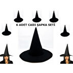 Dodes Siyah Cadı Şapkası Keçe Yetişkin Boy 6 Adet