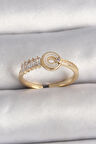 Dodes Pirinç Gold Renk Zirkon Taşlı Ayarlanabilir Kadın Yüzük TG27BYK3561