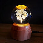 Dodes Dekoratif Usb'li Yonca Tasarımlı Dönen Cam Küre