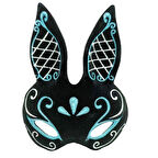Dodes Siyah Mavi Beyaz Simli Tavşan Maskesi