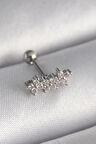 Dodes 316L Çelik Gümüş Renk Zirkon Taşlı Yonca Tragus Piercing TG27PR1255