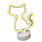 Dodes Neon Işıklı Kedi Lamba Pil+Usb Pembe Işık