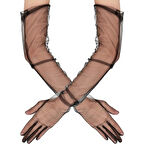 Dodes Uzun Boy Likralı Siyah Yetişkin Mega Tül Eldiven