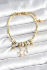 Dodes Dodes Pirinç Gold Renk Yıldız Charmlı Kadın Bileklik TG27BB7993