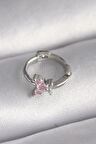 Dodes 316L Çelik Gümüş Renk Pembe Zirkon Taşlı Kelebek Model Tragus Piercing TG27PR1331