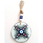 Dodes Turkuaz Ve Lacivert Renk Çiçekli Füzyon Cam Duvar Süsü