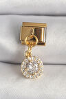 Dodes Dodes 316L Çelik Gold Renk Sallantı Daire Zirkon Taşlı Nomination Charm TG27BC1342