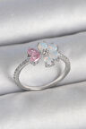 Dodes Pirinç Gümüş Renk Beyaz Mineli Pembe Zirkon Taşlı Çiçek Model Kadın Yüzük TG27BYK3708