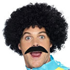 Dodes Siyah Scouser Erkek Kısa Peruk ve Bıyık Seti