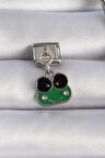 Dodes Dodes 316L Çelik Gümüş Renk Sallantılı Yeşil Kurbağa Figür Nomination Charm TG27BC1071