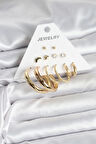 Dodes Dodes Gold Renk 6 Çiftli Pirinç Kadın Küpe Seti TG27BKP11323