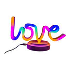 Dodes Neon Işıklı Love Yazılı Masa Gece Lambası PİL+USB